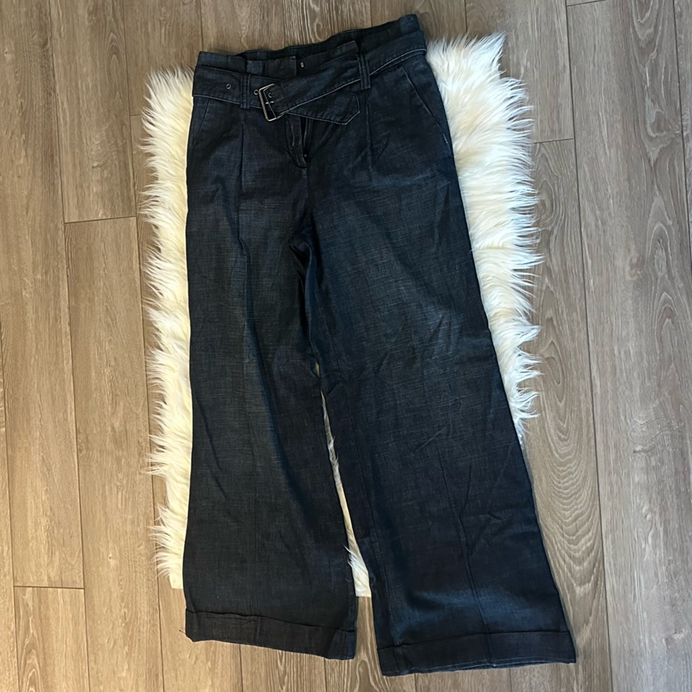 Express High Waist Belted Denim Trousers